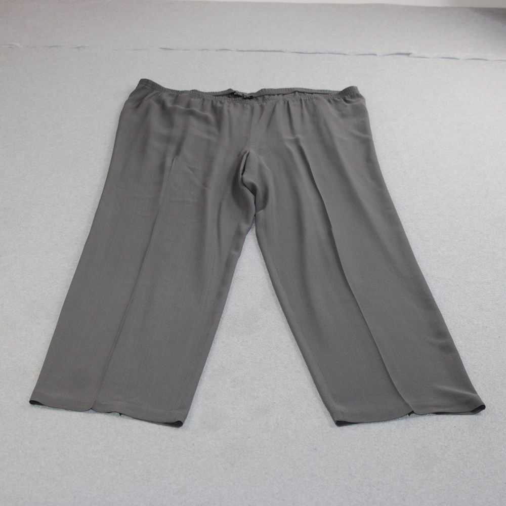 Eileen Fisher Silk Pants Women Medium Gray Wide Leg Pull On Crepe Office READ